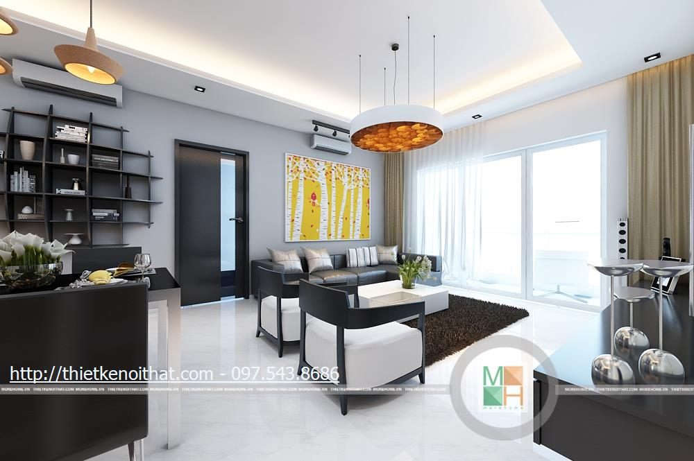 Thiết kế nội thất phòng bếp chung cư  Golden Palace Mễ Trì, Nam Từ Liêm, Hà Nội